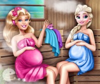 Барби и Елза бременни на сауна