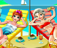 Ана и Елза Селфи на плажа
